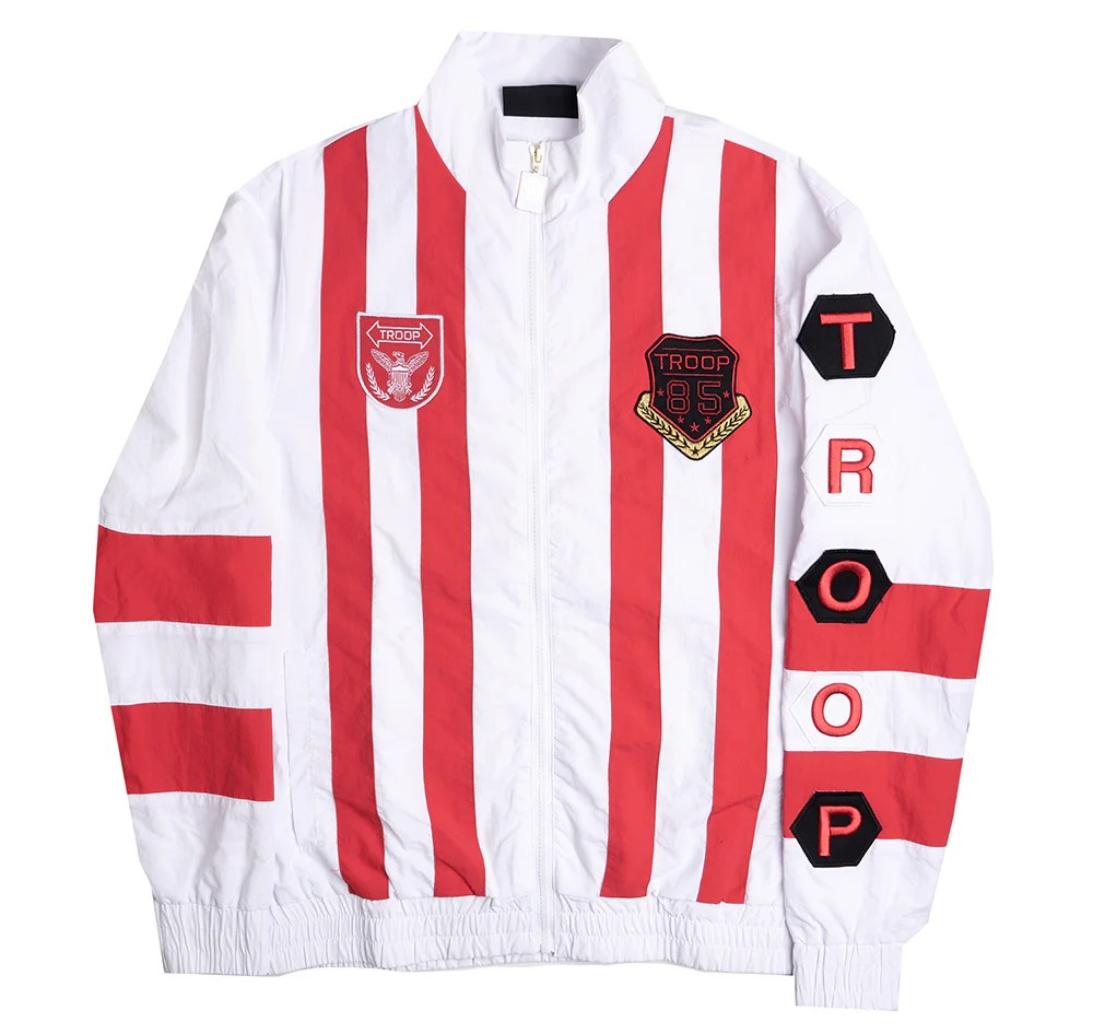 Red Nylon Zip Jacket